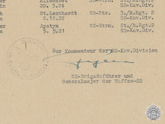 A Signature Of Ss Panzer Commander Hans Fegelein