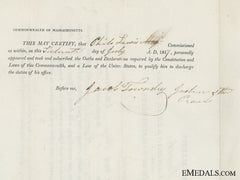 An 1817 Massachusetts Militia Commission Document To Brigade Major Lewis