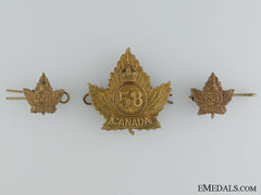 Wwi 58Th Infantry Battalion Officer's Cap Badge, Collar Tabs And Buttons