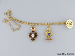 A Fine Franz Joseph & Iron Crown Miniature Pair In Gold C.1900