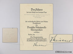 Two Award Documents To Rad Leader; West Wall & Anschluss Medal