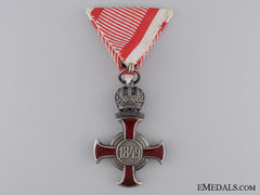 An Austrian Silver Military Merit Cross With Crown Suspension