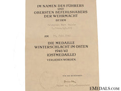 East Medal & Award Document
