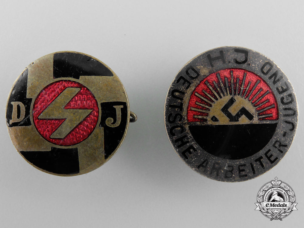 Deutsche Jungvolk And Hitlerjugend Membership Badges