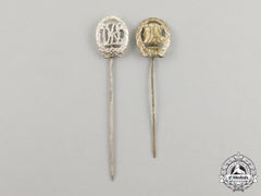 Two Drl Silver Grade Sports Badge Miniature Stick Pins