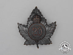 A First War Cef 20Th Infantry Battalion "1St Central Ontario Regiment" Cap Badge