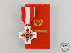 A Mint German Cased Fire Brigade Baden-Württemberg 25 Year Service Cross