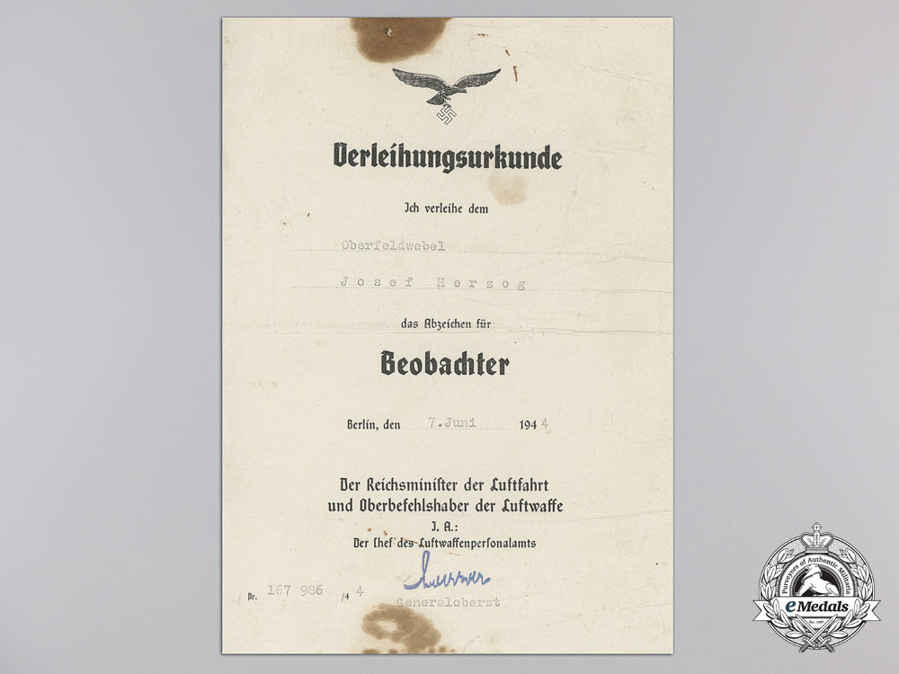 two_awards_documents_top_oberfeldwebel_j._herzog_j_332