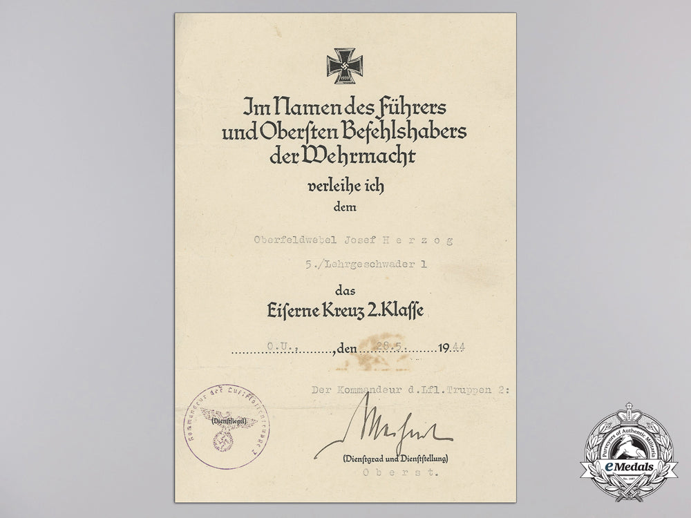 two_awards_documents_top_oberfeldwebel_j._herzog_j_334