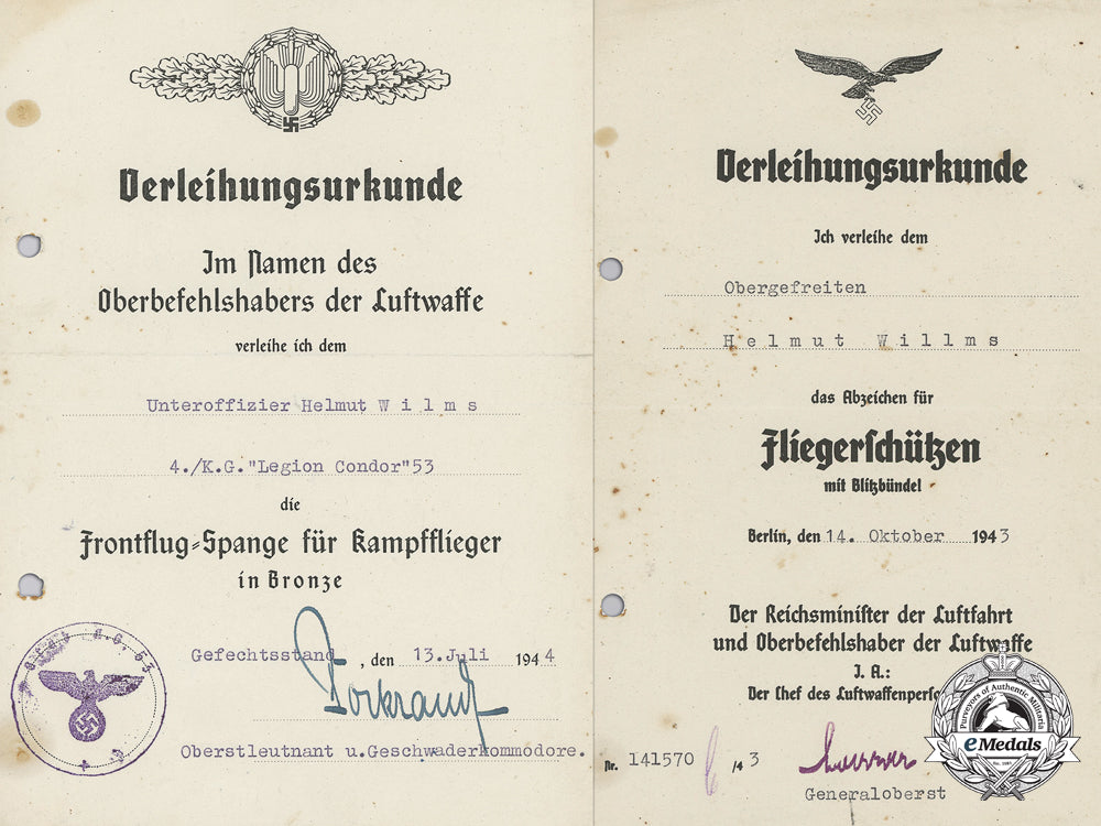 two_award_documents_to_unteroffizier_helmut_wilms;“_legion_condor”_j_336