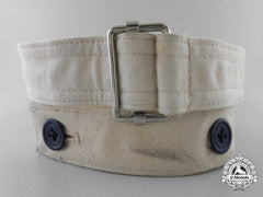 A German White Cloth Belt With Slider Buckle