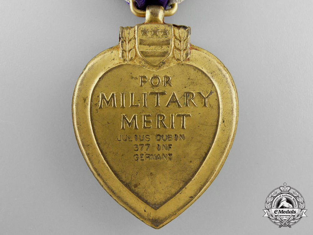 an_american_second_war_purple_heart_to_julius_dubin;377_th_infantry_regiment_k_409