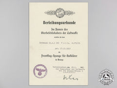 An Award Document For Luftwaffe Reconnaissance Squadron Clasp