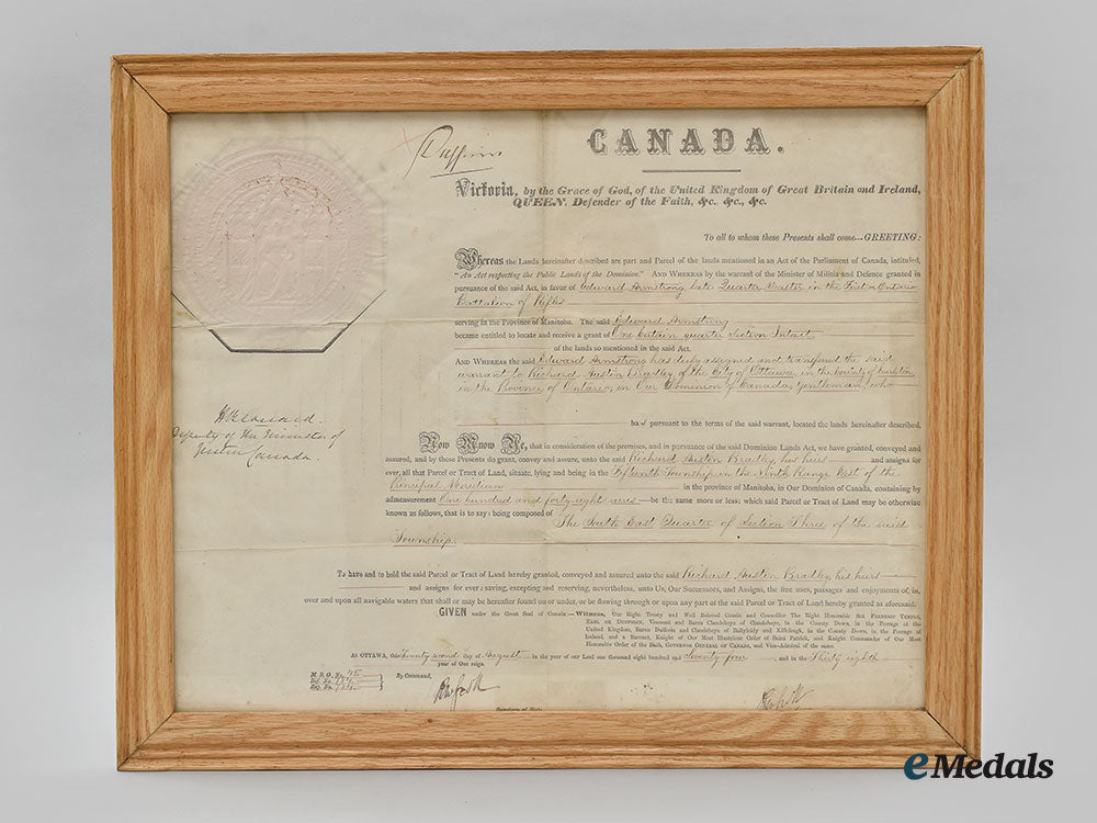 canada,_commonwealth._a_framed_land_transfer_document_to_richard_austin_bradley,1874_l22_mnc0008_666_1_1
