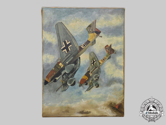 germany,_luftwaffe._a_large_oil_painting_depicting_stukas_in_action,_by_h._allhaus_l22_mnc0535_157