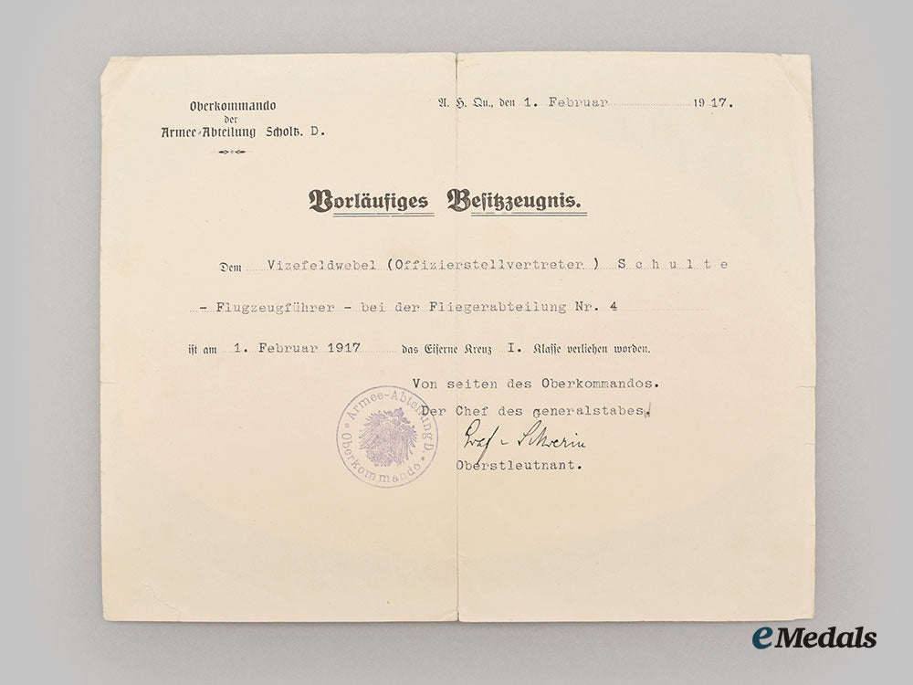 germany,_imperial._the_awards_and_notices_of_vizefeldwebel_schulte,_fliegerabteilung_nr.4_l22_mnc0592_955