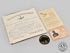 United States. A Rare Buffalo Soldier Patch & Document To Pte. Reid O Johnson 1944