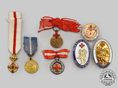 Belgium, Denmark, Finland, Poland, Spain. A Lot Of Seven Miniature Red Cross Awards