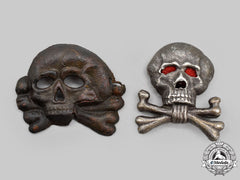 Germany, Wehrmacht. A Pair Of Totenkopf Insignia