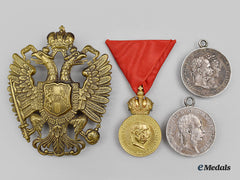 Austria, Imperial. A Lot Of Three Austrian Medals And A Helmet Plate