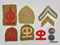 United States. Seven First War Aef Patches And Two Collar Disks