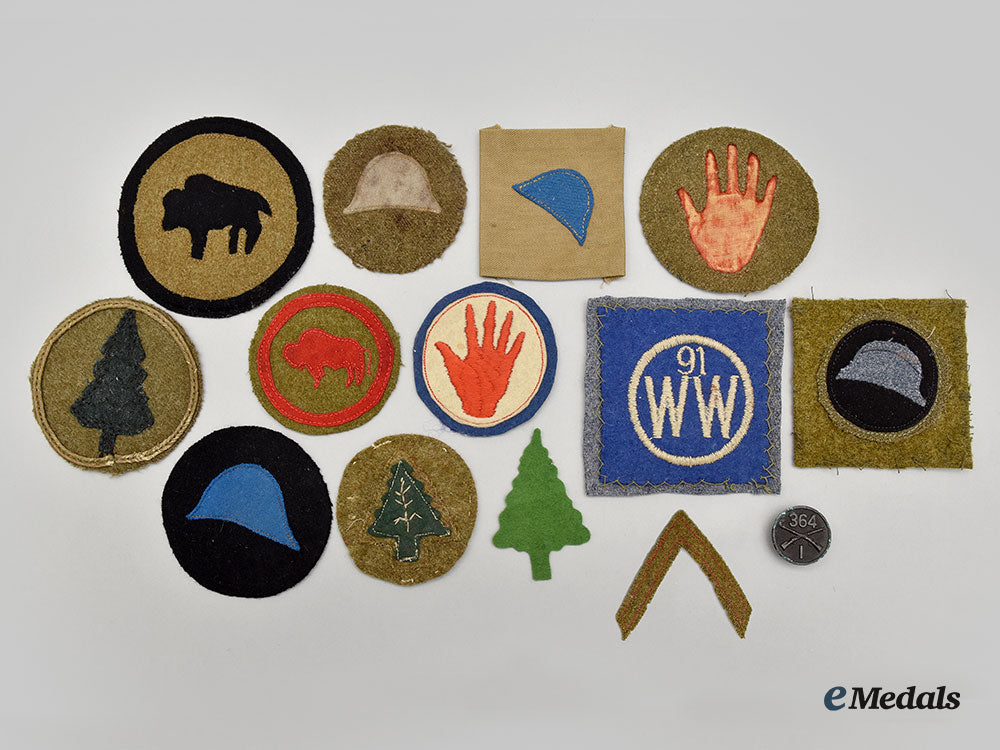 united_states._thirteen_first_war_aef_patches_and_one_collar_disk_l22_mnc1164_020