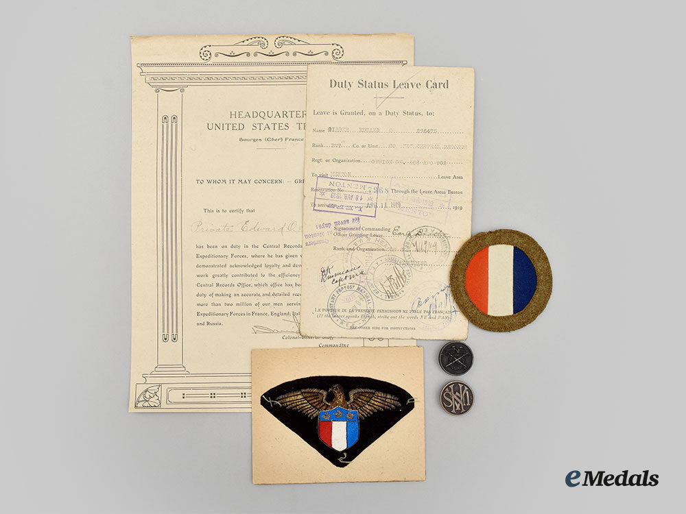 United States. A First War Aef Group Attributed To Private Edward O. G ...