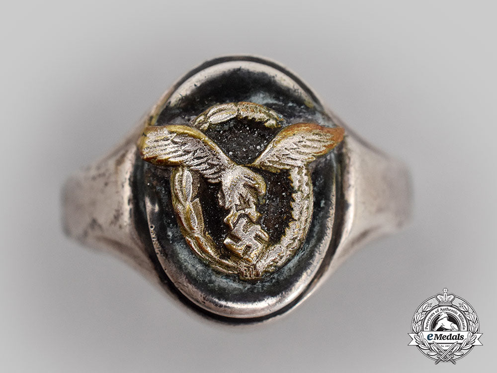 German Aviation Rings Germany, Luftwaffe. A Pilot’s Badge Ring In Silver – eMedals