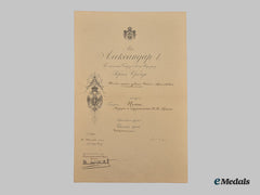 Serbia, Kingdom. An Award Document For An Order Of The White Eagle