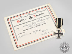 Germany, Imperial. A 1914 Iron Cross Ii Class, With Award Document, To Musketier Josef Birkenberger