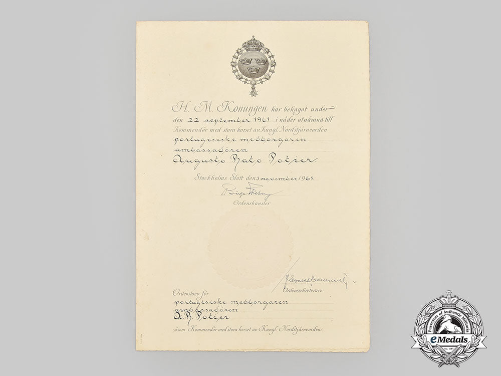 sweden,_kingdom._an_order_of_the_north_star,_grand_cross_by_carlman_to_ambassador_augusto_potier,_c.1960_l22_mnc1737_853_1_1_1_1