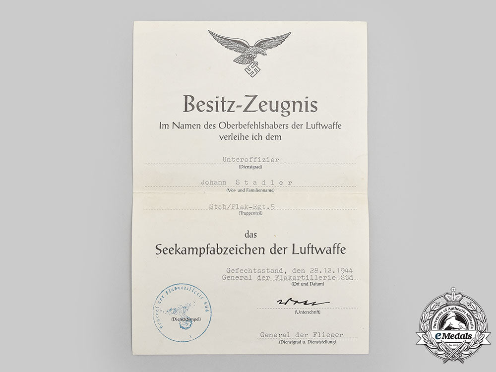 germany,_luftwaffe._a_rare_lot_of_award_documents_and_photographs_to_unteroffizier_johann_stadler,_sea_battle_badge_recipient_l22_mnc1926_973_1_1