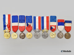 France, Iii, Fourth & V Republics. A Lot Of Nine Honour Medals