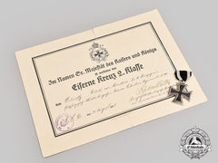 Germany, Imperial. A 1914 Iron Cross Ii Class, With Award Document, To Unteroffizier Rudolf Von Minden