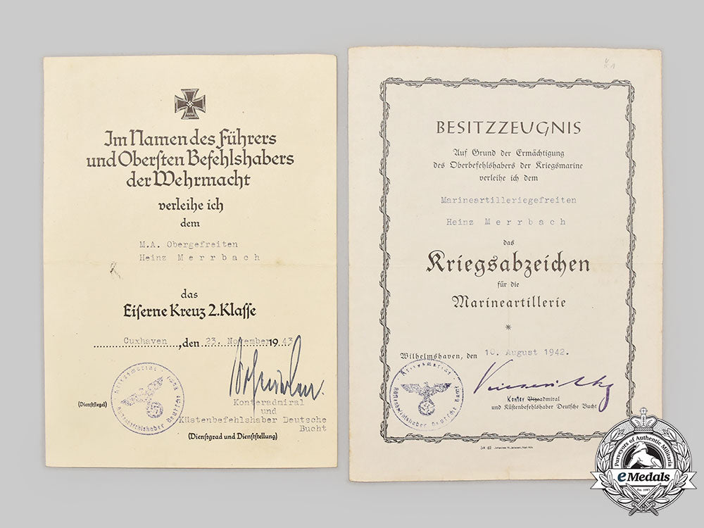 germany,_kriegsmarine._the_photo_album,_award_documents,_and_insignia_of_heinz_merrbach,_coastal_artillery_service_l22_mnc2220_929