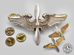 United States. Three United States Army Air Force Pilot Wings With Propeller