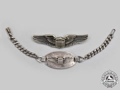 United States. Second War Army Air Force Pilot Badge And Identification Bracelet