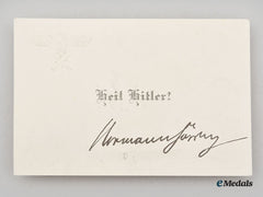 Germany, Luftwaffe. A Signed Reichsmarschall Hermann Göring Calling Card