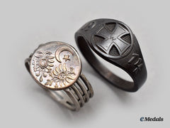 Germany, Imperial; Austria, Empire; Turkey, Ottoman Empire. Two First War Patriotic Rings