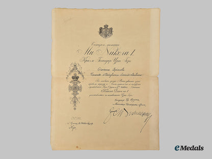 montenegro,_kingdom._an_award_document_for_the_order_of_danilo,_v_class_merit_cross,_to_giovanni_spinola_l22_mnc2686_966_1