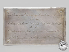 Spain, Spanish State. A National Delegation Of Unions Award Plaque To Francisco Franco