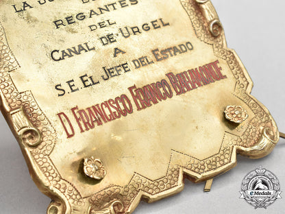 spain,_spanish_state._an_award_plaque_to_francisco_franco_from_the_central_irrigation_board_of_the_urgell_canal_l22_mnc3237_556