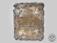 Spain, Spanish State. A 1958 Silver Award Plaque For A Huesca Honour Medal To Francisco Franco
