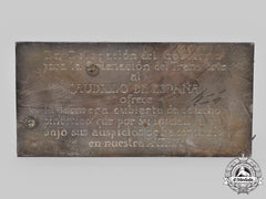 Spain, Spanish State. A Commemorative Plaque To Francisco Franco Inaugurating Spain’s Synthetic Rubber Industry