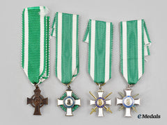Saxony, Kingdom. Three Miniature Albert Order Decorations And A Miniature 1915 War Merit Cross