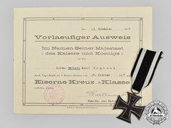 Germany, Imperial. A 1914 Iron Cross Ii Class, With Award Document To Gerhard Bogisch