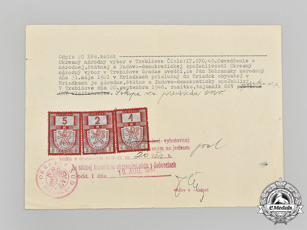 czechoslovakia,_republic;_slovakia,_independent_state._second_war_and_post_second_war_papers_attributed_to_czech_army_and_volkswagen_factory_worker_jan_dobransky_l22_mnc3620_798