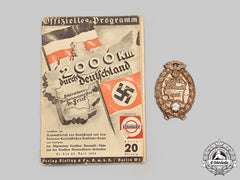 Germany, Nskk. A 1933 2,000 Kilometer Drive Through Germany Commemorative Medal, With Program, By Robert Neff