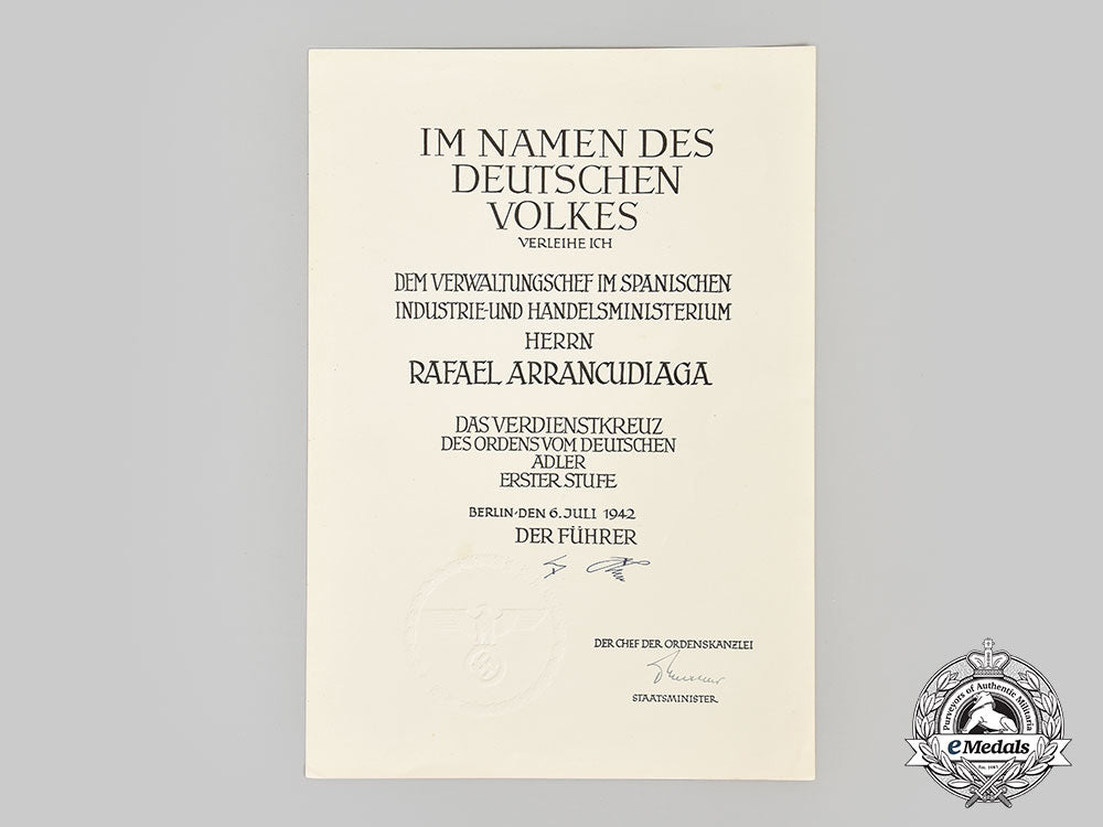 germany,_third_reich._an_award_document_for_an_order_of_the_german_eagle_to_rafael_arrancudiaga,_spanish_minister_of_industry_and_commerce_l22_mnc4699_478