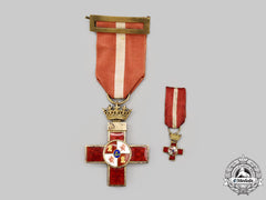 Spain, Facist State. An Order Of Military Merit, Cross With Red Distinction, Fullsize And Miniature